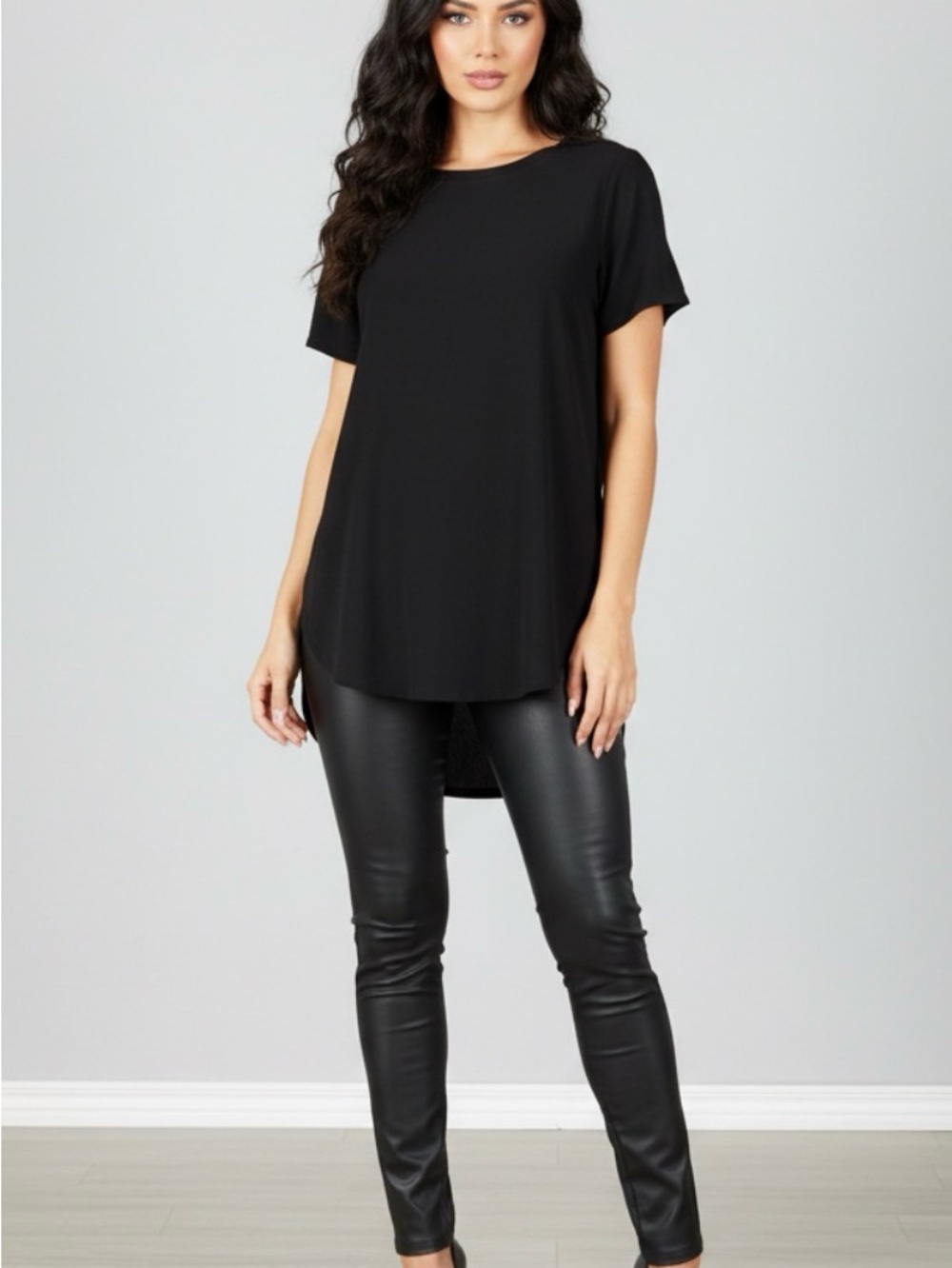 Halogen Black Short-Sleeve High-Low Tunic Top